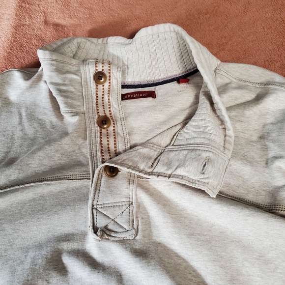 Mens XL Thermal Sherpa Pull Over Jacket Sweater Cream Front Button Up Jeremiah - Picture 1 of 12
